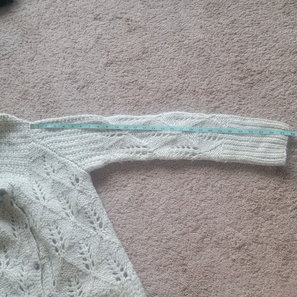 Hand Knit by Dollie Cardigan Womens M Wool Blend Sequin Button Ivory - Picture 7 of 9